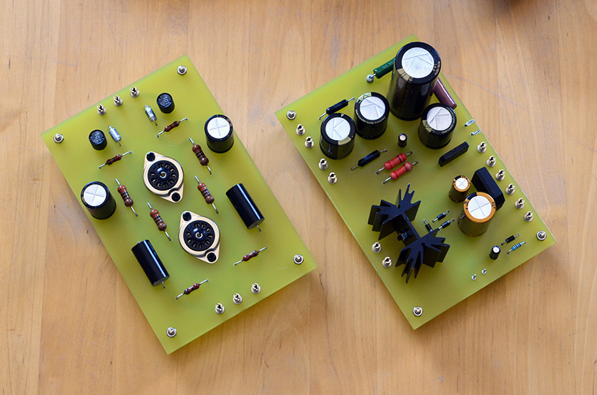 Hand wired vacuum tube analog stage and its power supply